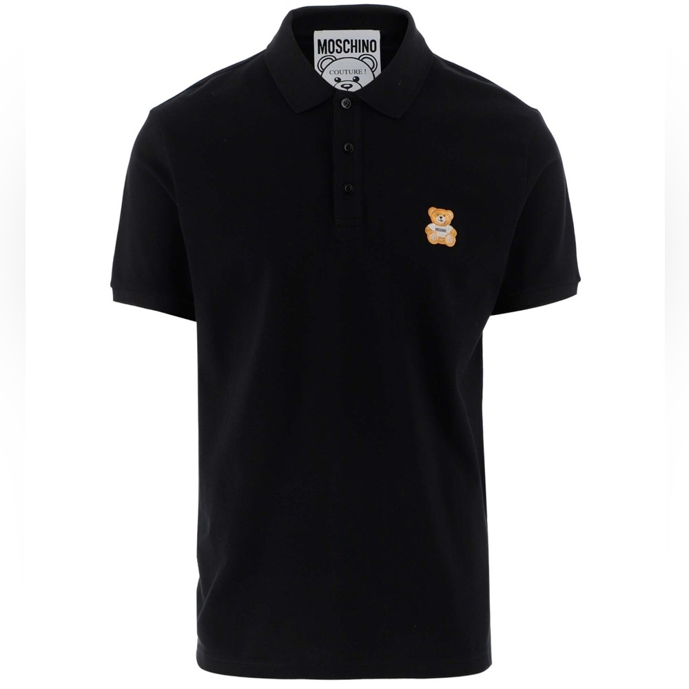 NWT Moschino Black Polo with Bear Patch